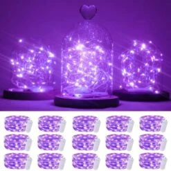 15 Packs 20 Led Purple Fairy Lights Battery Operated 6.6ft Silver String Lights Waterproof Firefly Starry Light For DIY Table Centerpieces Wedding Halloween Christmas Party Decor -Department 56 Shop 51ejOT4QUhL. AC