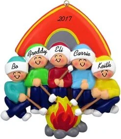 Camping Family Personalized Christmas Ornament (Family Of 4) - Handpainted Resin - 4" Tall - Free Customiztion By Calliope Designs -Department 56 Shop 51eoSdR0d3L. AC