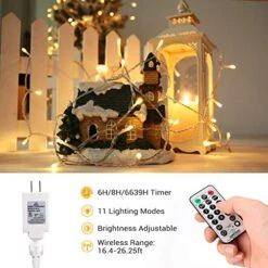 Brizled Christmas Lights, 65.67ft 200 LED Tree Lights Color Changing, 11-Function Warm White & Multicolor Christmas Lights, Connectable 24V Adapter Christmas Lights With Remote For Xmas Tree Party -Department 56 Shop 51ezPfbBBWL