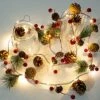 Artificial Christmas Garland With Lights - Battery Operated 6.56FT Prelit Garland With 20 LED Lights, Red Berries, Pine Cones, Pine Needles Decor For Xmas Tree Thanksgiving Home Fireplace Party -Department 56 Shop 51f77NtIpBL