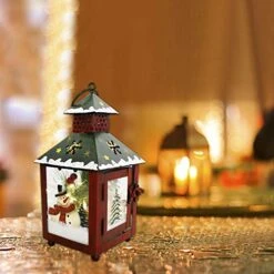 Metal Lantern Christmas Decorations With LED Light Indoor Outdoor Decorative Hanging Lanterns Santa Decor Hand Painted Rustic Metal Glass Small Christmas Lanterns Table Decor Xmas Holiday Party Decor -Department 56 Shop 51fIVHhpPxL