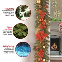 National Tree Company Pre-lit Artificial Christmas Garland Decorative Collection | Flocked With Mixed Decorations And White Lights | Home Spun - 9 Ft -Department 56 Shop 51fVf6xkSGL