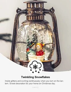 Musical Christmas Snow Globe, Lovers Snowman Scene Decorations With Timer Swirling Singing Water Glittering Water Lantern, USB/Battery -Department 56 Shop 51fWBg5wAaL