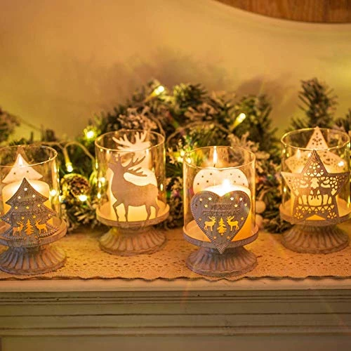 Sziqiqi Vintage Antique Pillar Candle Holders Set Of 2, Small Distressed Hurricane Candlestick Candle Holders Prefer Centerpieces For Christmas Table Mantle Fireplace Decoration 3 Sziqiqi Vintage Antique Pillar Candle Holders Set Of 2, Small Distressed Hurricane Candlestick Candle Holders Prefer Centerpieces For Christmas Table Mantle Fireplace Decoration - Image 3