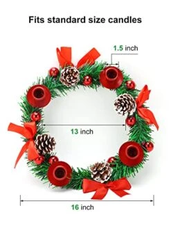 Christmas Decoration Centerpiece Advent Wreath With 4 Candles Holder, 16 Inch Candlestick Holder With Pine Cone, Ribbon, Berry, Perfect For Outdoor Wedding Party Indoor Xmas Table Decor Gift -Department 56 Shop 51g18Dkp2rL