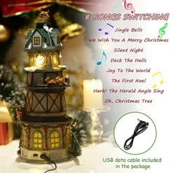 WONDER GARDEN Christmas Village Collectible Buildings, Clock Tower Figurine With Revolving Train Music With Warm Light Christmas Ornaments For Christmas Holiday Decorations (Clock Is Display Only) -Department 56 Shop 51g8b7RgtuL
