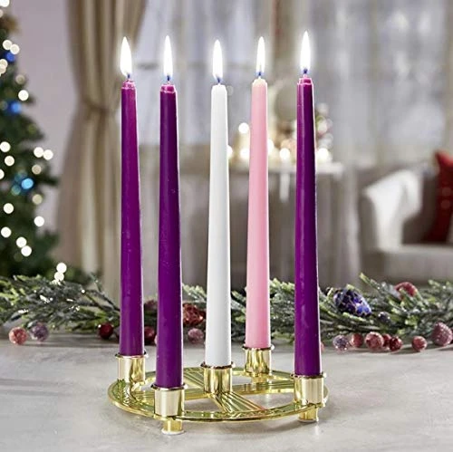 Candleholder Advent Wreath, Christmas Table Centerpiece For Candles, Holiday Home Decor 7 Inch 2 Candleholder Advent Wreath, Christmas Table Centerpiece For Candles, Holiday Home Decor 7 Inch - Image 2