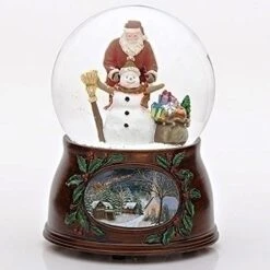 Roman Christmas Musical Revolving Santa Claus And Snowman Snow Globe Glitterdome Plays "Have Yourself A Merry Little Christmas",Multicolored,5 Inch