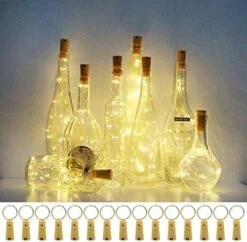 Cynzia 20 LED Wine Bottle Lights With Cork, 15 Pack Battery Operated Cork Shape Fairy Light Waterproof Mini Copper Silver Wire String Lights For Party, Wedding, Christmas, Bedroom Decor (Cold White) -Department 56 Shop 51gclnt SL. AC