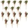 Haconba 16 Pack Christmas Berries Pine Cones Artificial Holly Pine Branches Picks Stems For Xmas Trees Decoration Garland Wreath Craft Winter Holiday Home Decor