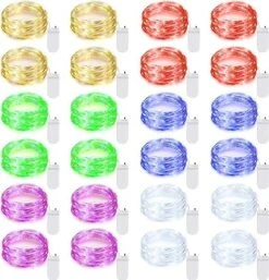 Revone 24 Pack LED Fairy Lights Battery Operated 7Ft 20Led Warm White Mini String Lights Waterproof Christmas Lights For Mason Jars Bedroom DIY Party Wedding Multi-Colored -Department 56 Shop 51golcnBRlL. AC