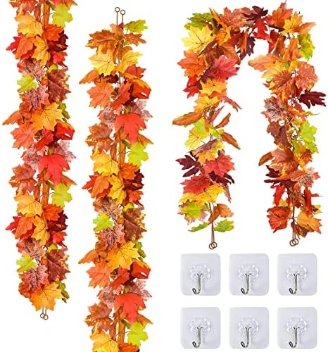 3 Pack Fall Decor For Home Fall Leaves Garland Thanksgiving Decorations Indoor Outdoor 5.8Ft/Piece Artificial Maple Leaf Garland For Autumn Harvest Halloween Party Thanksgiving Door Decor (Red) 8 3 Pack Fall Decor For Home Fall Leaves Garland Thanksgiving Decorations Indoor Outdoor 5.8Ft/Piece Artificial Maple Leaf Garland For Autumn Harvest Halloween Party Thanksgiving Door Decor (Red) - Image 8