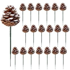 20 Pieces Christmas Pine Cones Decorations Picks - Snow Pine Cone For Xmas Tree Garland Wreath Ornaments Pinecones Decorating Winter Holidays Home