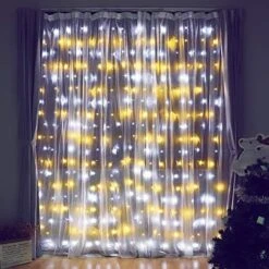 Fiee Fairy Curtain Lights,304 LED 9.8ftX9.8ft 30V 8Modes Safety Window Lights With Memory For Home Wedding Christmas Party Family Patio Lawn Garden Bedroom Outdoor Indoor Wall Decorations(Cool White) -Department 56 Shop 51hGDZEFfL. AC