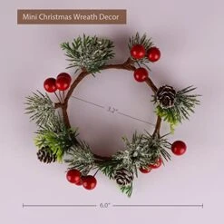 OYATON Mini Christmas Wreaths Rings Decoration, 6 Inch Candle Rings Set With Artificial Berry And Snowy Pinecone For Pillar Candle, Home Dining Table Decoration Centerpiece, Pack Of 3 -Department 56 Shop 51hcVlJuIiL