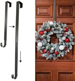 Haute Decor Adapt Adjustable Length Over The Door Wreath Hanger Hook - 2PACK - Strong, Holds Up To 20 Lbs. (Matte Black) -Department 56 Shop 51hsuLE5GDL. AC