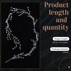 DAYFULI 5 Pieces 19.68 Ft Clear Diamond Beaded Garlands Wire String Acrylic Crystal Garland Wedding Party Decoration Christmas Tree Decoration Bouquet Crafts Projects Decor -Department 56 Shop 51igOnL8TqL