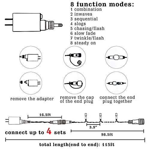 FUNPENY 300 LED Indoor String Lights, 100 FT Plug In Waterproof String Lights With 8 Modes For Halloween Thanksgiving Christmas Garden Decoration, Indoor And Outdoor Decorations (White) 4 FUNPENY 300 LED Indoor String Lights, 100 FT Plug In Waterproof String Lights With 8 Modes For Halloween Thanksgiving Christmas Garden Decoration, Indoor And Outdoor Decorations (White) - Image 4