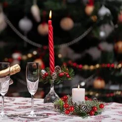 OYATON Mini Christmas Wreaths Rings Decoration, 6 Inch Candle Rings Set With Artificial Berry And Snowy Pinecone For Pillar Candle, Home Dining Table Decoration Centerpiece, Pack Of 3 -Department 56 Shop 51is2k1egPL