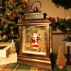 TURNMEON Musical Lighted Water Lantern Christmas Snow Globe Decorations Santa Elk With Timer 8 Songs Swirling Glitter Snow Globe Lantern USB Or Battery Operated Christmas Decorations Home Indoor Gifts -Department 56 Shop 51jKHiM5VtL