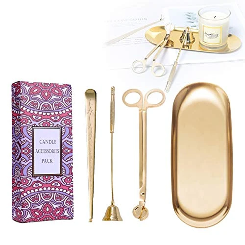 UCINNOVATE 4 In 1 Candle Accessory Set, Candle Wick Trimmer Candle Cutter, Candle Snuffer, Candle Wick Dipper, Storage Tray Plate, For Candle Lover, Thanksgiving, Christmas(Gold) 1 UCINNOVATE 4 In 1 Candle Accessory Set, Candle Wick Trimmer Candle Cutter, Candle Snuffer, Candle Wick Dipper, Storage Tray Plate, For Candle Lover, Thanksgiving, Christmas(Gold)