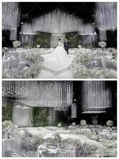 WAZHRMGHG 99FT Clear Acrylic Crystal Garland Strands, Hanging Chandelier Bead Chain,Hanging Ornament String Decorations For Manzanita Centerpiece,Christmas Tree,Wedding, Party,Celebration (99FT(30M)) -Department 56 Shop 51k6hIzGaGL