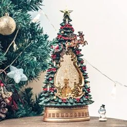 SUNFACE Christmas Trees Figurine Church Scene Snow Globe With Swirling Glitter – Music -Department 56 Shop 51kAALbzjIL