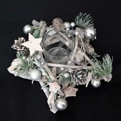 SHATCHI Star Shape Wooden Candle Holder Tabletop Centrepiece Christmas Holiday Home Decorated With Red/Silver Baubles, Berries And Cones (34cm/24cm), Wood, 242411 Cm 11 SHATCHI Star Shape Wooden Candle Holder Tabletop Centrepiece Christmas Holiday Home Decorated With Red/Silver Baubles, Berries And Cones (34cm/24cm), Wood, 242411 Cm -Department 56 Shop 51kDBiuGMWL