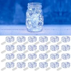 WERTIOO 24 Pack Fairy Lights Battery Operated, 6.5ft 20 LED String Lights Flexible Silver Wire Mini Fairy String Lights For Indoor Mason Jars Wedding Party Christmas Decor -Department 56 Shop 51kWnjDcZtL. AC