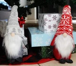JOYIN 2 PCS Christmas Gnome Swedish Santa Tomte Plush Couple Ornament Red And Grey Christmas Decoration -Department 56 Shop 51kY4rNLebL