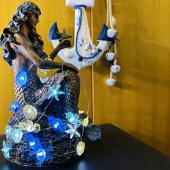 Ocean Beach Themed Sea Life Cute Fairy Decorative String Lights Battery Operated, Seahorse Starfish Sea Turtle Clam Nautical Rope Lights Lit By 30 LEDs 10 Ft For Holiday Camping Mermaid Wedding -Department 56 Shop 51kZPieUbyL