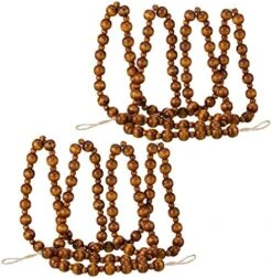 2 Pcs/ 14.4 Feet Christmas Wooden Beads Garland Xmas Wooden Tree Beads Rustic Round Craft Decorative Christmas Tree Farmhouse Decor Boho Vintage Garland For Christmas Decoration Supplies (Wood) -Department 56 Shop 51khIjJ0VvL. AC
