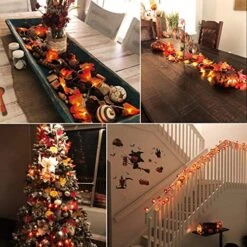 Christmas Lights, 20 Ft 40 LED Fall Leaves Garland With Lights, Waterproof Fall Lights Battery Operated With 8 Modes For Party Indoor Outdoor Thanksgiving Christmas Decorations Fall Decor -Department 56 Shop 51krc2oZzgL