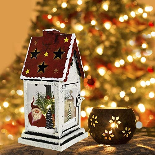 Decorative Christmas Lantern Hanging LED Lantern Decor, Rustic Metal Holiday Lantern Table Top Lantern Battery Operated Indoor Outdoor Hanging Lantern Table Centerpiece (10X4.6X4.6in, Red) 3 Decorative Christmas Lantern Hanging LED Lantern Decor, Rustic Metal Holiday Lantern Table Top Lantern Battery Operated Indoor Outdoor Hanging Lantern Table Centerpiece (10X4.6X4.6in, Red) - Image 3