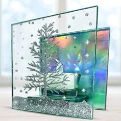 BANBERRY DESIGNS Christmas Tree Candle Holder - Mirrored Glass With Silver Glittery Xmas Tree - Includes 1 White LED Tea Light - Elegant Holiday Décor 8 BANBERRY DESIGNS Christmas Tree Candle Holder - Mirrored Glass With Silver Glittery Xmas Tree - Includes 1 White LED Tea Light - Elegant Holiday Décor -Department 56 Shop 51kvixFR3XL