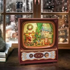 Christmas Snow Globes, Santa Decorating Retro Style TV Lantern, Spinning Television Box Snow Globe With Light And Music, Battery Operated And USB Powered, Christmas Home Decorations -Department 56 Shop 51l9kVQBezL