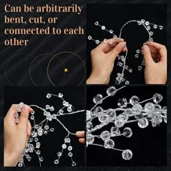 DAYFULI 5 Pieces 19.68 Ft Clear Diamond Beaded Garlands Wire String Acrylic Crystal Garland Wedding Party Decoration Christmas Tree Decoration Bouquet Crafts Projects Decor -Department 56 Shop 51lPVUmQflL