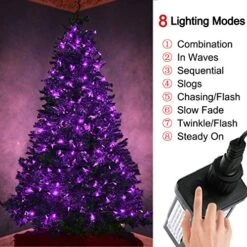 Purple Lights Christmas - 320 LED 35m/115ft 8 Modes End-to-End Plug In Indoor/Outdoor Waterproof Decorative Inside/Outside Fairy Twinkle Xmas Tree String Lights For Halloween/Wedding/Patio/Room/Home -Department 56 Shop 51lRqJnIXOL