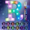 Light Up Colorful LED Marquee Letter Lights, 18 Colors Changing Alphabet Letters Sign With Remote Timer For Night Light Girls Bedroom Wedding Birthday Party Lamp Christmas Home Bar Decor- Colorful R