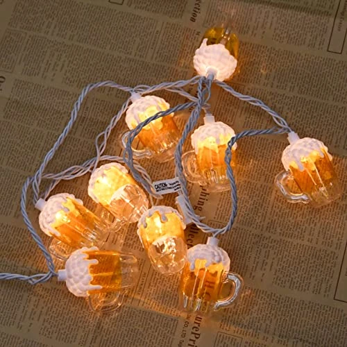 Beer Mug String Lights, 8.5Ft Tropical Beach Theme Outdoor Decorations Beer String Lights With 10 3D Beer Cup Lights, Plug In Beer Fairy Summer Patio Lights For Tropical Party Bar Bedroom Decor 2 Beer Mug String Lights, 8.5Ft Tropical Beach Theme Outdoor Decorations Beer String Lights With 10 3D Beer Cup Lights, Plug In Beer Fairy Summer Patio Lights For Tropical Party Bar Bedroom Decor - Image 2