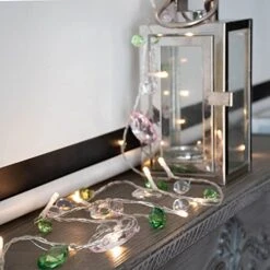 YOLIGHT Bohemia String Lights Battery Operated Acrylic Crystal Fairy Lights, 10ft 30 LED Pastel Jewels Light Garland With Remote Timer For Bedroom Wedding Party Christmas Fireplace Easter Decoration