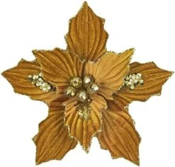 KI Store Gold Velvet Christmas Tree Flower Decoration 6pcs 10-Inch Sequined Christmas Poinsettia Flower Picks For Xmas Tree Wreath Garland -Department 56 Shop 51mMDol e9L. AC
