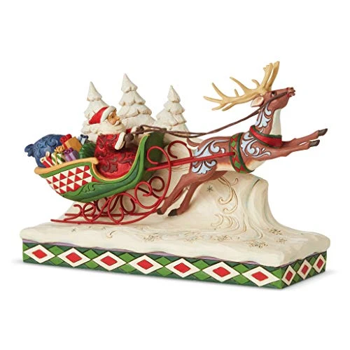 Enesco Jim Shore Heartwood Creek Here Comes Santa Sleigh With Reindeer Figurine, 7-Inch Height, Multicolor 1 Enesco Jim Shore Heartwood Creek Here Comes Santa Sleigh With Reindeer Figurine, 7-Inch Height, Multicolor