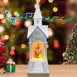 GENERIC 13.2'' H Christmas Church Snow Globe Lantern Christian Church Snow Globe Christmas Carolers Snow Globes For Christmas Decorations Lighted Water Lantern Church With Carolers In Swirling Glitter Water