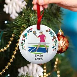 Personalized Blonde Female Pickleball Christmas Ornament -Department 56 Shop 51mm3d82rRL