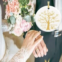 50 Years Anniversary Ornament, 2023 Christmas Hanging Ornament, 50th Years Couple Gifts For Wedding Anniversary, 50thHusband&Wife Married Decoration, 2023 Couple Christmas Ceramic Ornament With Ribbon -Department 56 Shop 51muLFoBhGL