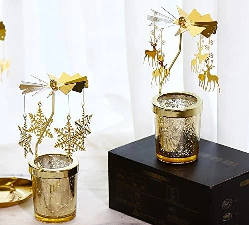 Rotary Candle Holder Christmas Spinning Candle Holders Metal Small Gift Gorgeous Home Decor For Birthday Wedding Party (Horse) 11 Rotary Candle Holder Christmas Spinning Candle Holders Metal Small Gift Gorgeous Home Decor For Birthday Wedding Party (Horse) - Image 11