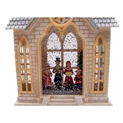 Gerson Lighted Water Lantern Church With Carolers In Swirling Glitter With Timer 16 Inch For Christmas -Department 56 Shop 51n92kh43pL