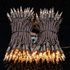 YULETIME Clear Christmas Lights With Brown Wire, 66 Feet 200 Count UL Certified String Lights, Pack Of 2 Sets 33 Ft 100 Count Incandescent Mini Light Set (Clear - Brown Wire) -Department 56 Shop 51nPHBebx3L
