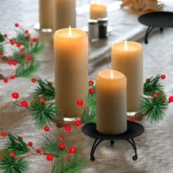 Olamtai Set Of 4 Christmas Candle Holder, Small Christmas Wreath 4pcs, Candle Holders With Christmas Candle Rings, Matte Black Christmas Candle Holders For Pillar Candles, Christmas Decorations Indoor -Department 56 Shop 51nX3kekcqL